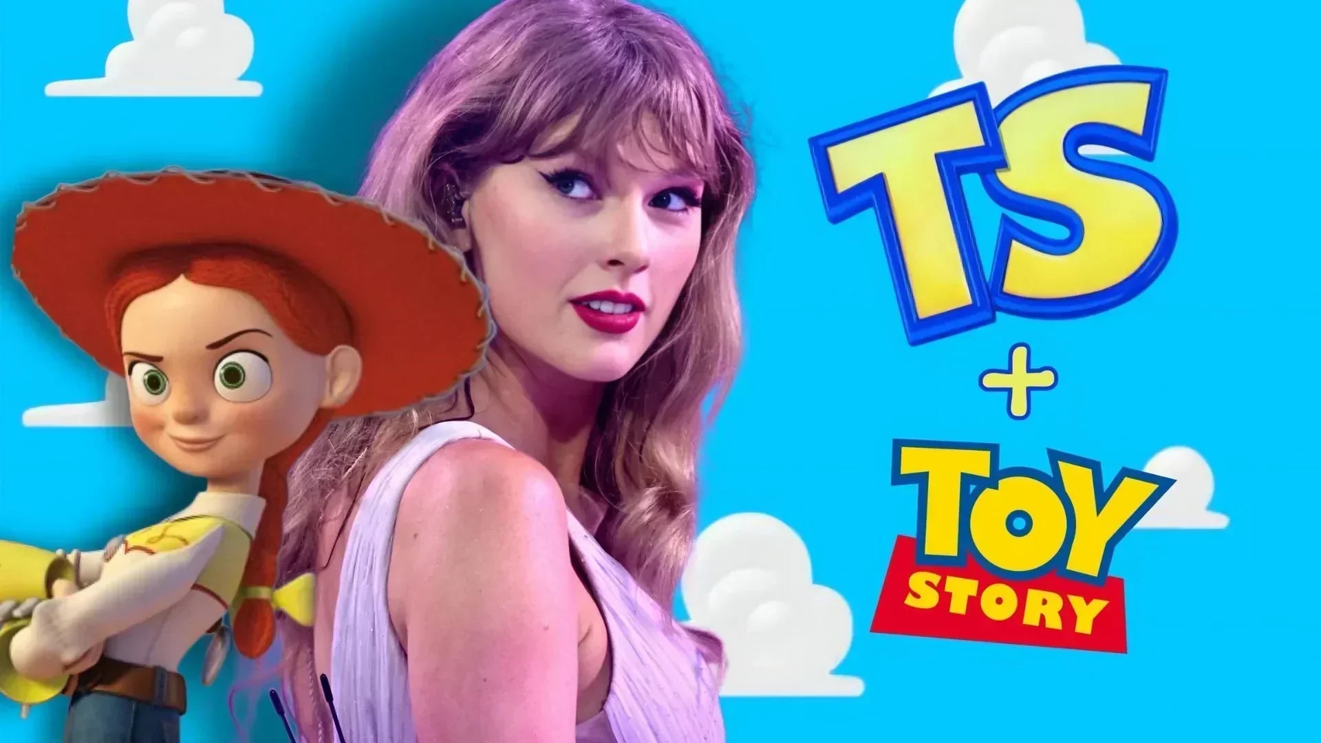 Taylor Swift and Toy Story 5 crossover cinematic concept artwork