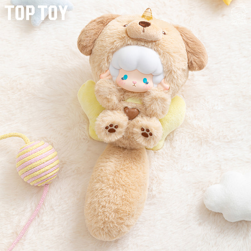 Plush toy with a small doll inside, on a soft white background with 'Top Toy' branding.