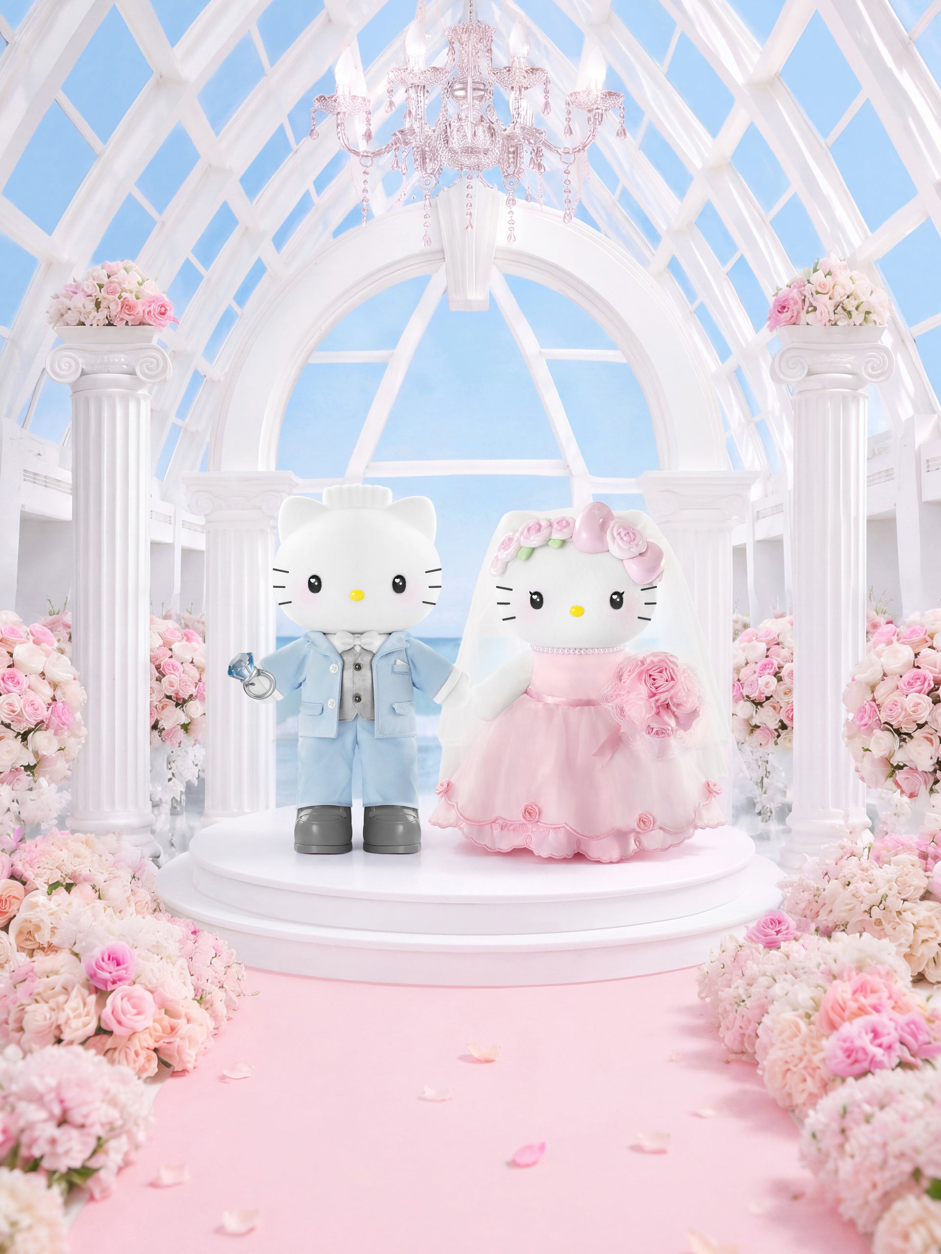 Hello Kitty & Dear Daniel Century Wedding Series 400% Plush Dolls Gift Box