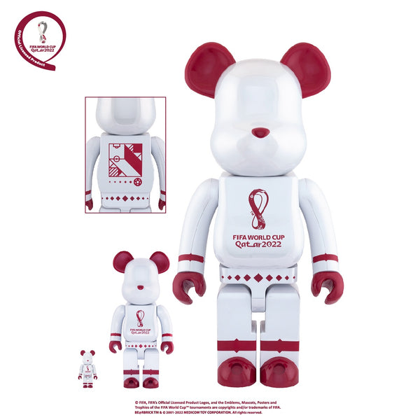 BE@RBRICK x FIFA World Cup Qatar 2022 1000% Set Chrome White Ver. bearbrick