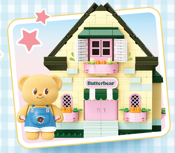 Butter Bear Home Projection Cottage Building Kit 600+Pcs