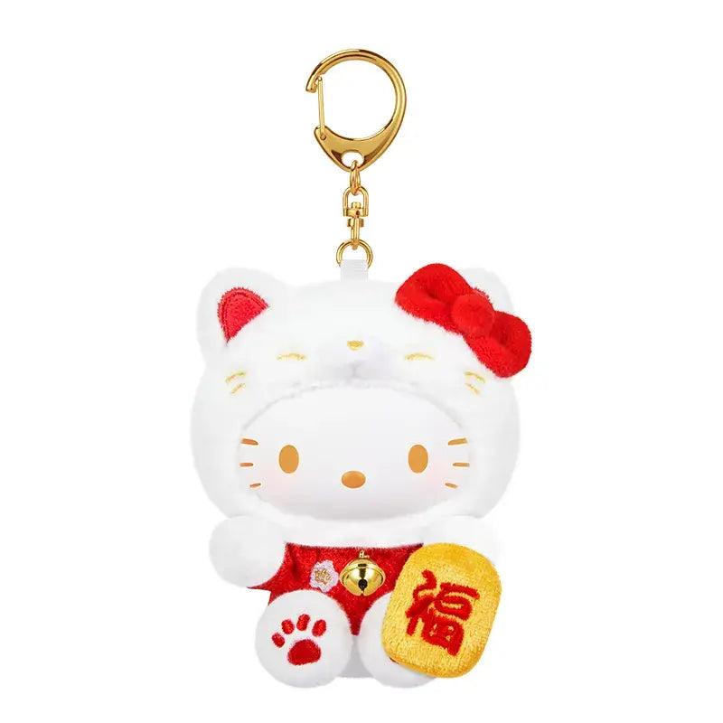 Sanrio人物招財貓系列毛絨鑰匙扣盲盒