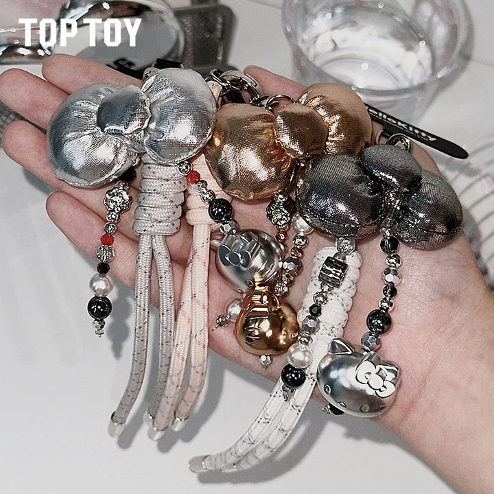 TOPTOY Hello Kitty Gold Glitter Phone Charms – Phone Strap, Mini Charm & Shoulder Lanyard