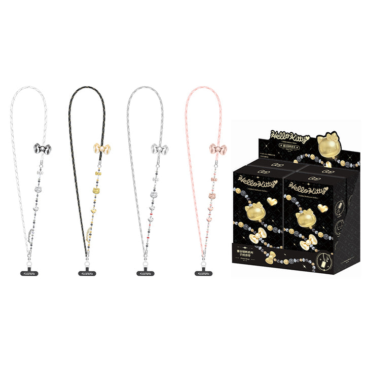 TOPTOY Hello Kitty Gold Glitter Phone Charms – Phone Strap, Mini Charm & Shoulder Lanyard